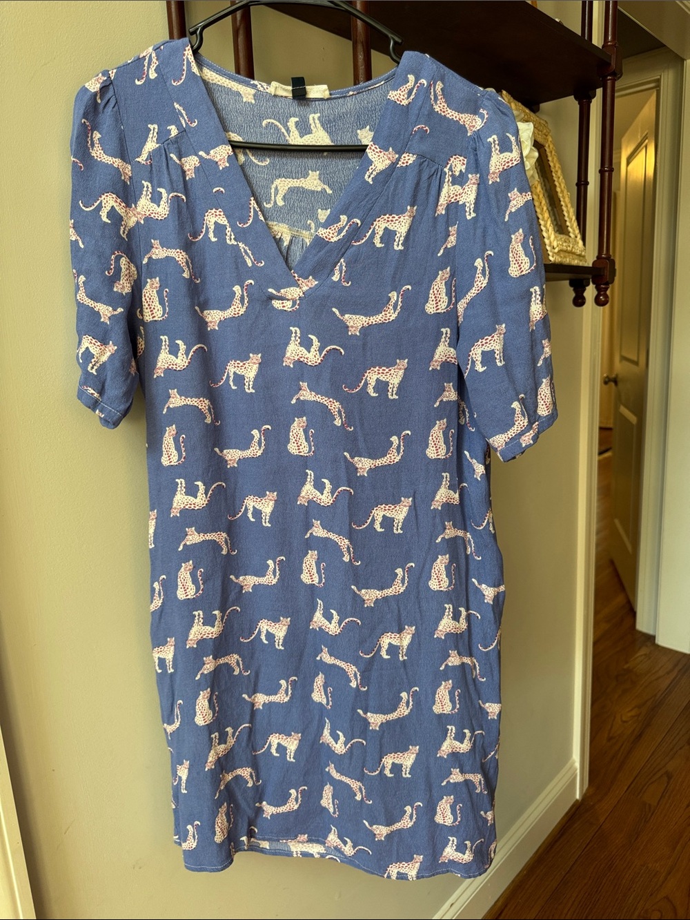 Michelle McDowell Blue Leopard Print Dress - Small